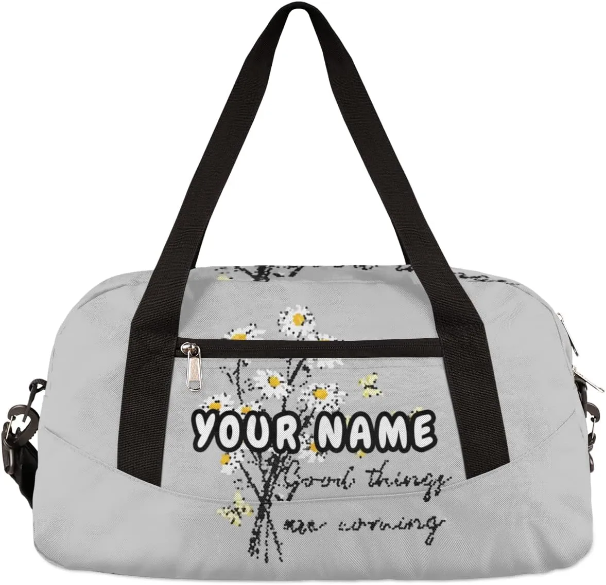 Daisy Butterfly Personalized Kids Duffel Bag for Girls Boys, Daisy Debris Custom Dance Bag Overnight Small Duffel Bag Carry On Weekend Sports Travel Bag for School Practice Gymnastics Ballet