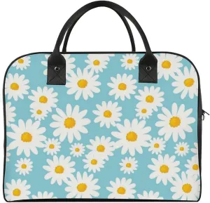 Daisy Flower Blue Travel Handbag with A Large Capacity Design That Can Be Reused