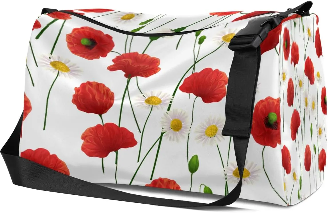 Daisy Flower Small Gym Bag for Men Women Workout Sport Duffle Bag Waterproof Weekender Overnight Bag Lightweight Carry on Tote Bag Crossbody Shoulder Travel Bag for Swim Yoge Dance