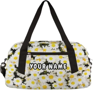 Daisy Personalized Kids Duffel Bag for Girls Boys, Daisy Debris Custom Dance Bag Overnight Small Duffel Bag Carry On Weekend Sports Travel Bag for School Practice Gymnastics Ballet