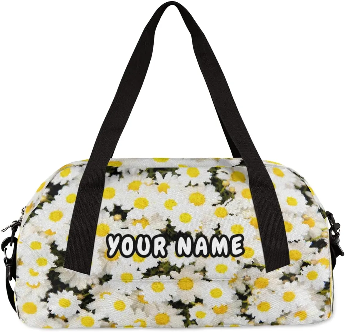 Daisy Personalized Kids Duffel Bag for Girls Boys, Daisy Debris Custom Dance Bag Overnight Small Duffel Bag Carry On Weekend Sports Travel Bag for School Practice Gymnastics Ballet