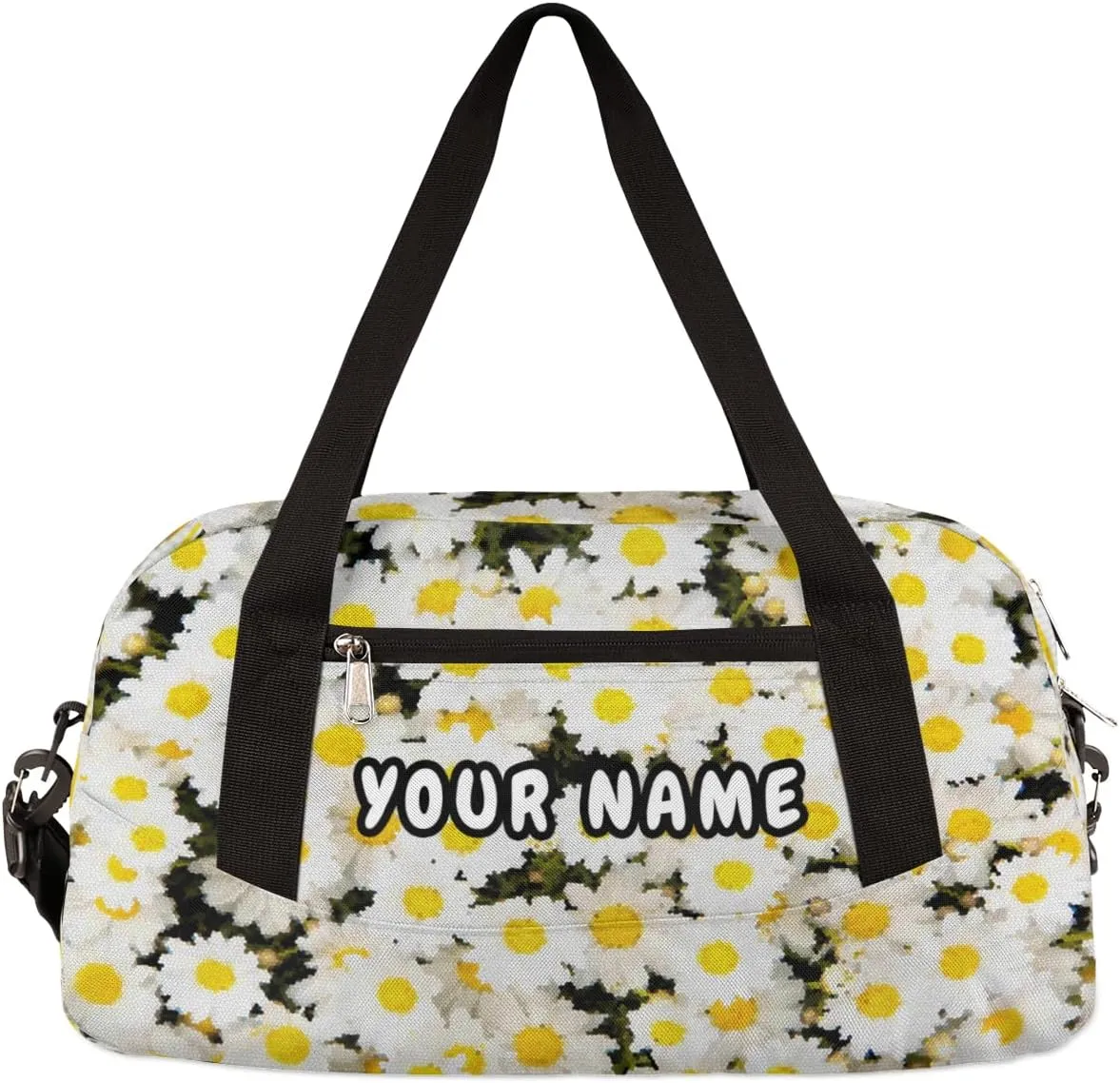 Daisy Personalized Kids Duffel Bag for Girls Boys, Daisy Debris Custom Dance Bag Overnight Small Duffel Bag Carry On Weekend Sports Travel Bag for School Practice Gymnastics Ballet