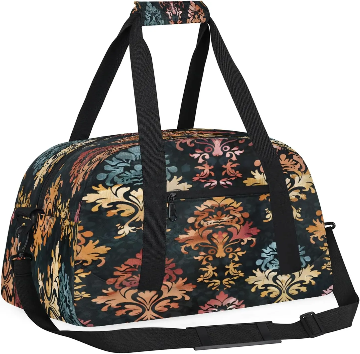 Damask Floral Boho Paisley Small Gym Bag 18 inch Carry On Duffel Bag for Weekender Travel Sports Workout Yoga Gymnastics Dance Ballet