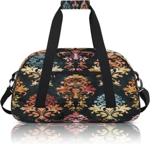 Damask Floral Boho Paisley Small Gym Bag 18 inch Carry On Duffel Bag for Weekender Travel Sports Workout Yoga Gymnastics Dance Ballet