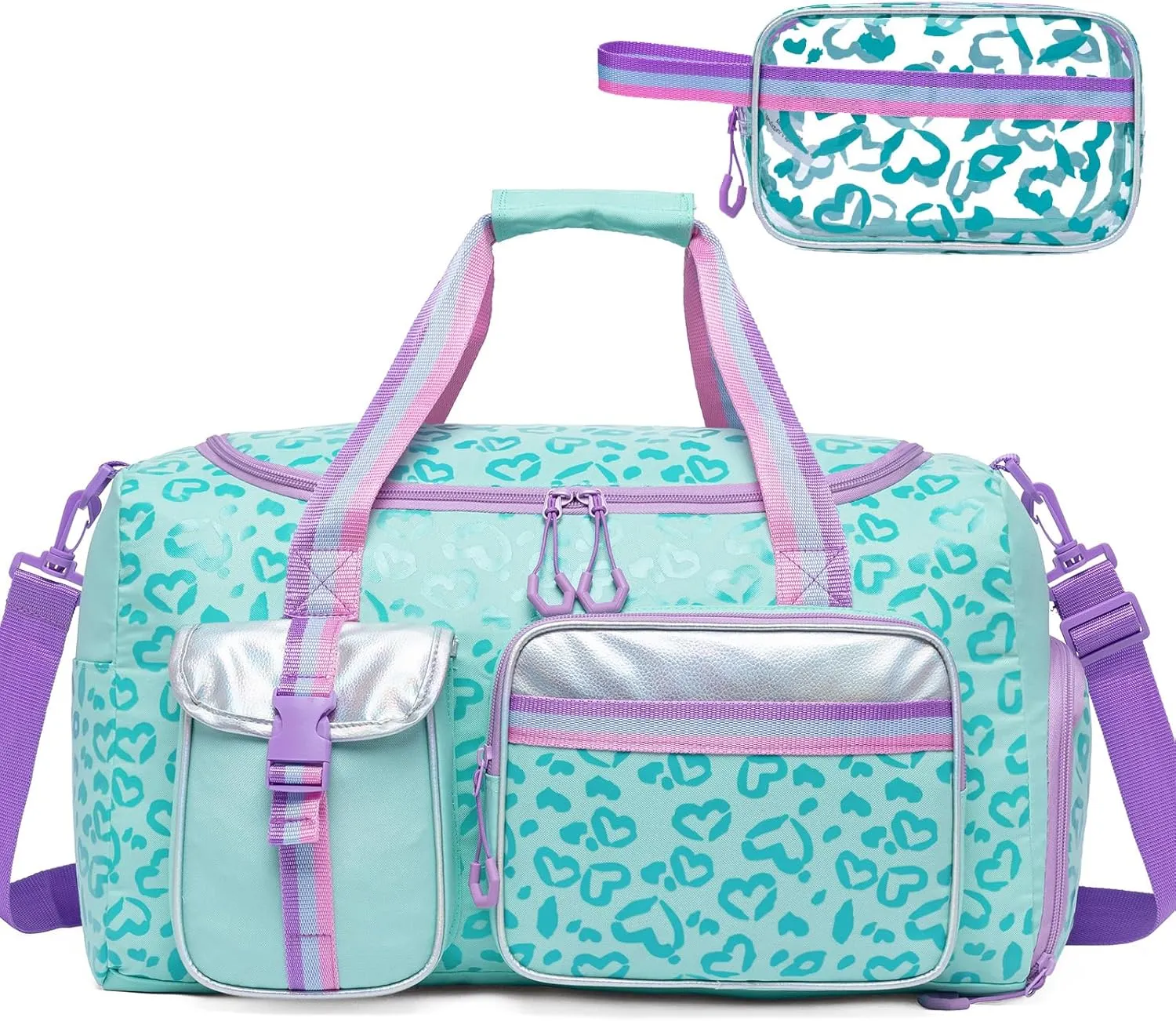 Dance Bag for Girls Overnight Bag Kids Duffle Bag Girls Kids Travel Bag with Toiletry Bag Girls Weekender Bag Gym Sports Bag with Shoes Compartment