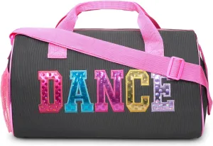 Dance Duffle Bag for Girls, Water-resistant Kids Travel Bag with Adjustable Carry On and Handy Pouch, Dance Accessories For Girls (Black/Multi) One Size