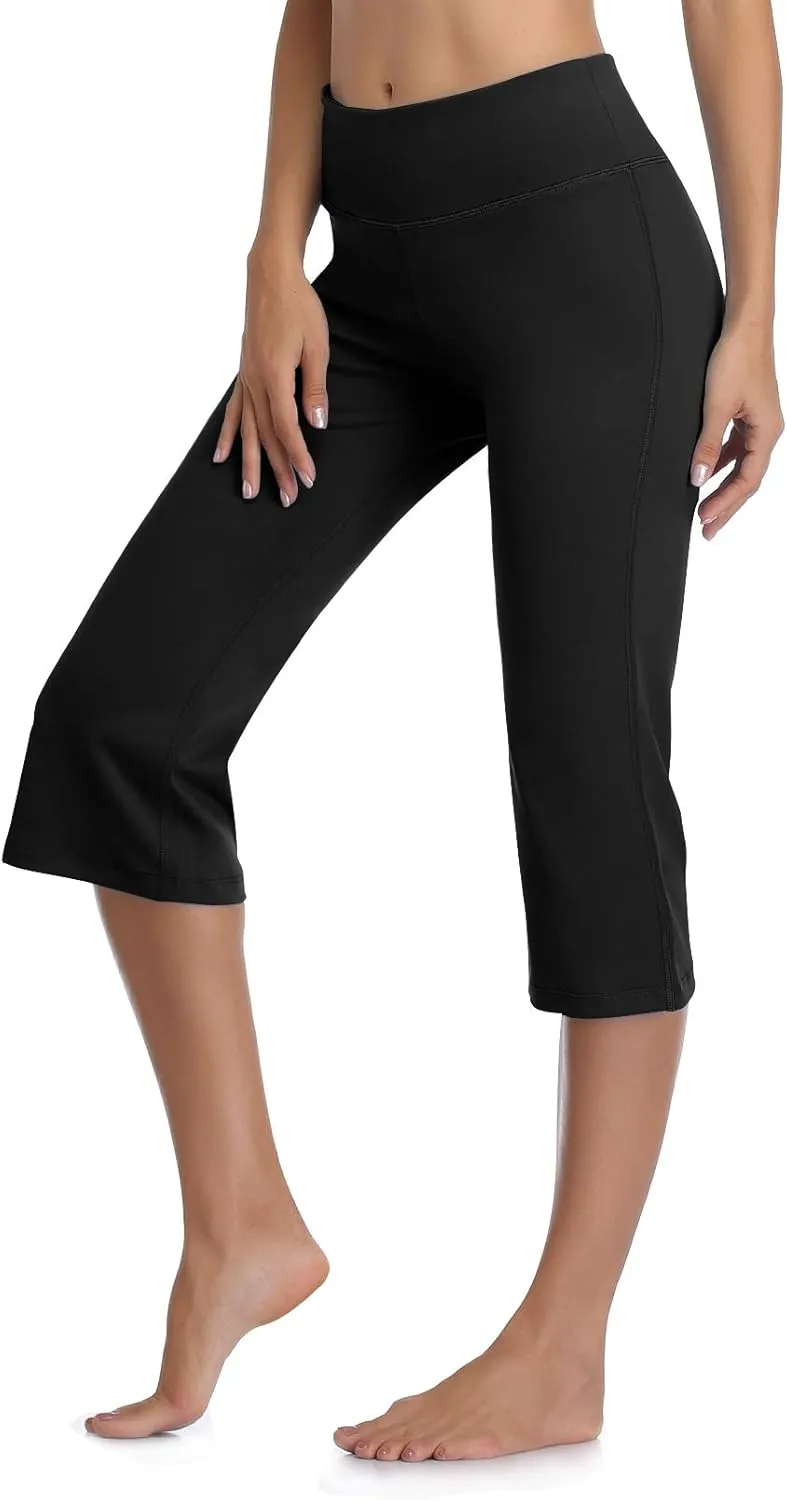 DAYOUNG Bootcut Yoga Pants for Women Tummy Control Workout Bootleg Pants High Waist 4 Way Stretch Pants
