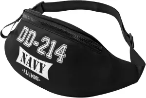 Dd-214 Navy Alumni Unisex Leisure Waist Bag Outdoor Sports Running Waist Bag Business Travel Mobile Phone Bag
