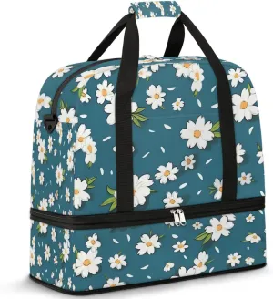 Delicate Flora Retro Prints Travel Duffle Bag, Collapsible Travel Bag Sports Gym Bag With Shoes Compartment Weekender Bag Overnight Bag For Women Men