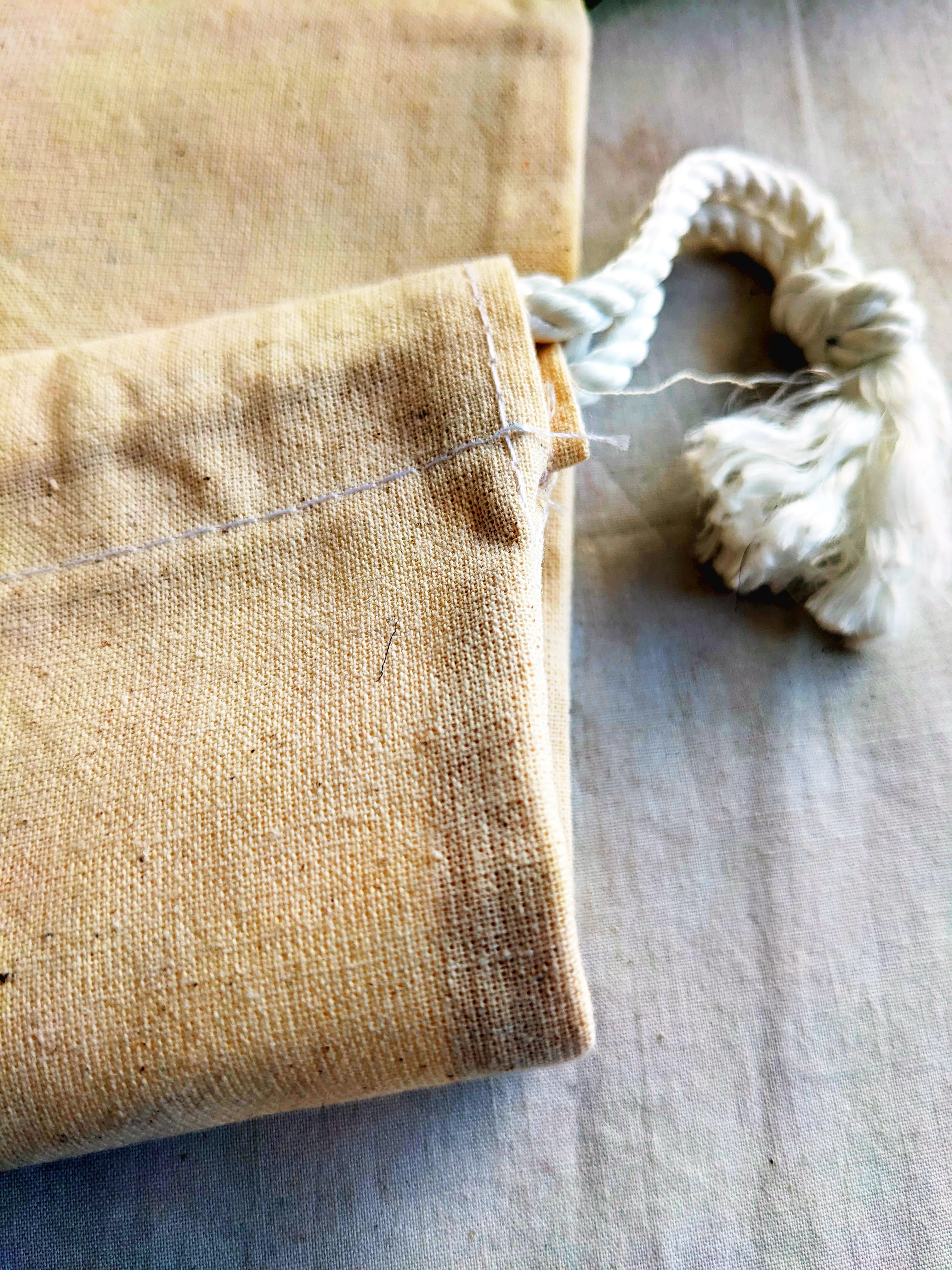 Deshkari ! Canvas white potli pouches for return gifts with Little Krishan Ji Print | gift bags for wedding | potli bags for return gifts