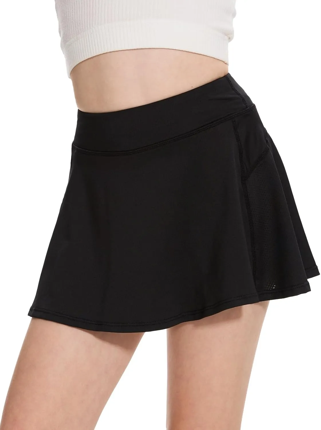 DEVOROPA Girls Tennis Skirts Stretch Adjustable Waist Youth Golf Athletic Pleated Skorts Lining Kids Cheer Shorts Pocket