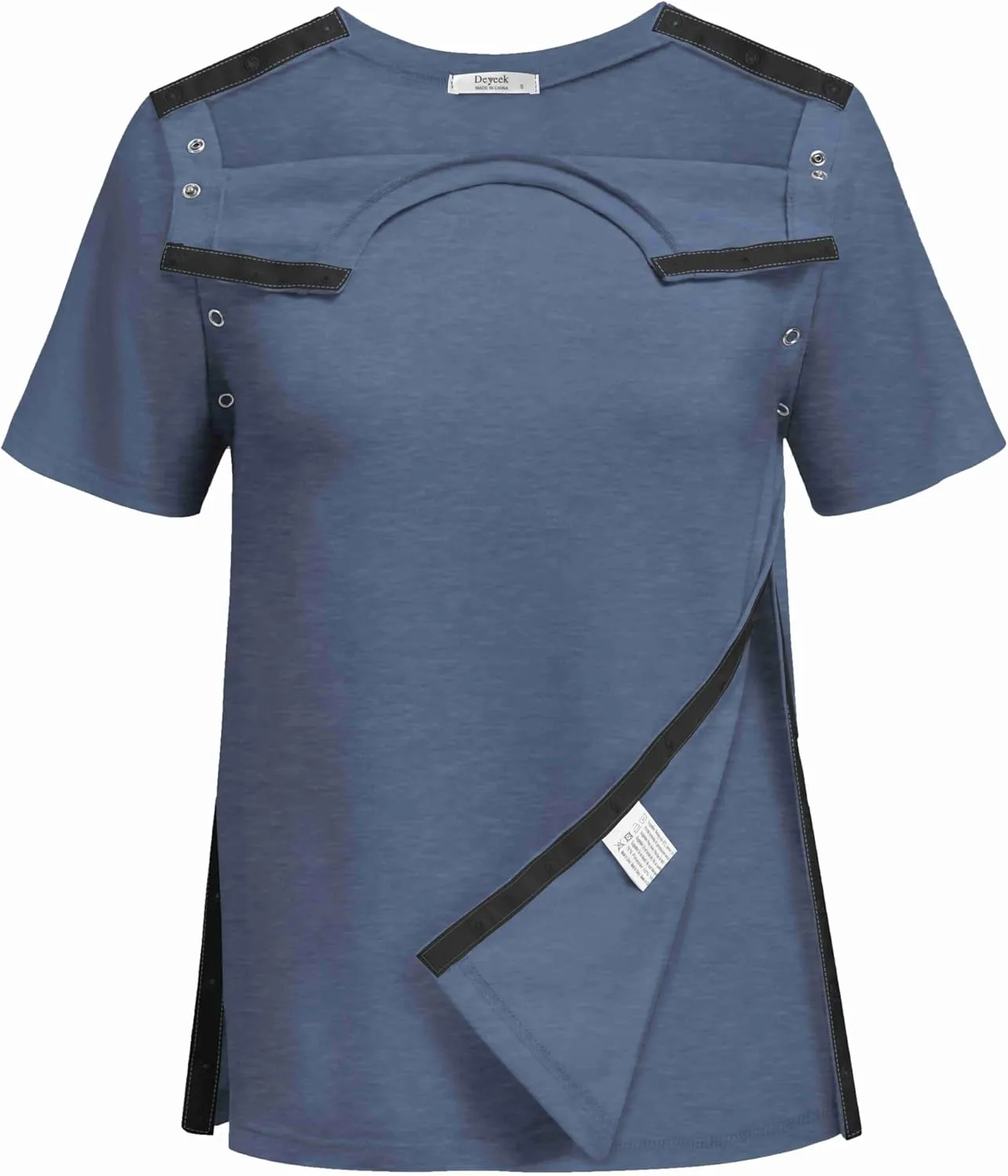 Deyeek Shoulder Surgery Shirts for Women Full Tear Away 2 Side Snaps Chemo Port Post Rotator Cuff Surgery Recovery Clothing