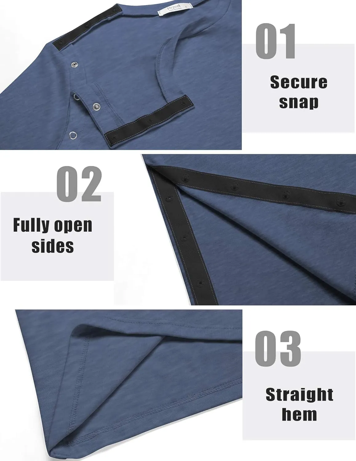 Deyeek Shoulder Surgery Shirts for Women Full Tear Away 2 Side Snaps Chemo Port Post Rotator Cuff Surgery Recovery Clothing
