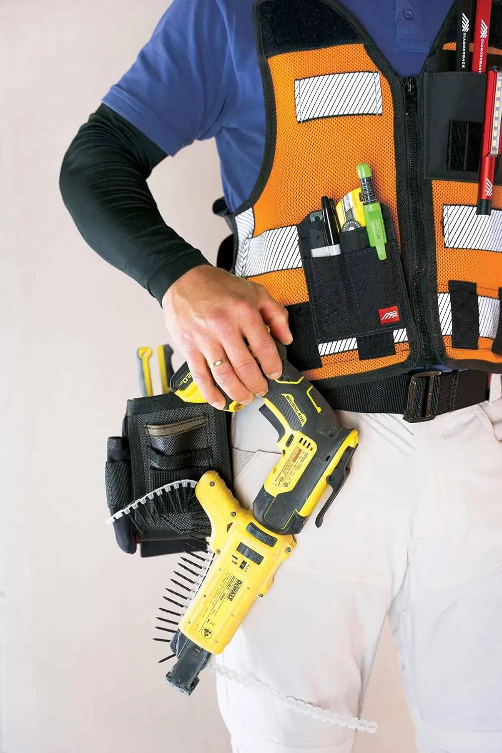 Diamondback Hi-Viz 701 Tool Vest - Safety Tool Vest for Carpenters, Roofers & Electricians