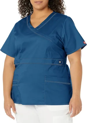 Dickies Gen Flex Women Scrubs Top Mock Wrap 817355.