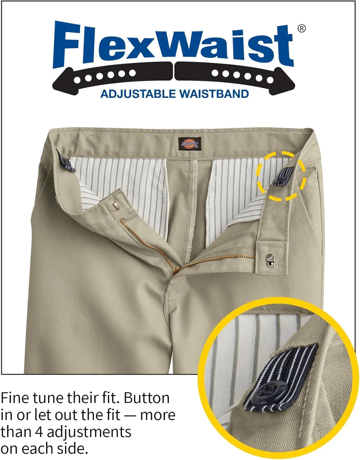 Dickies Khaki Boys' Flex Waist Stretch Pant