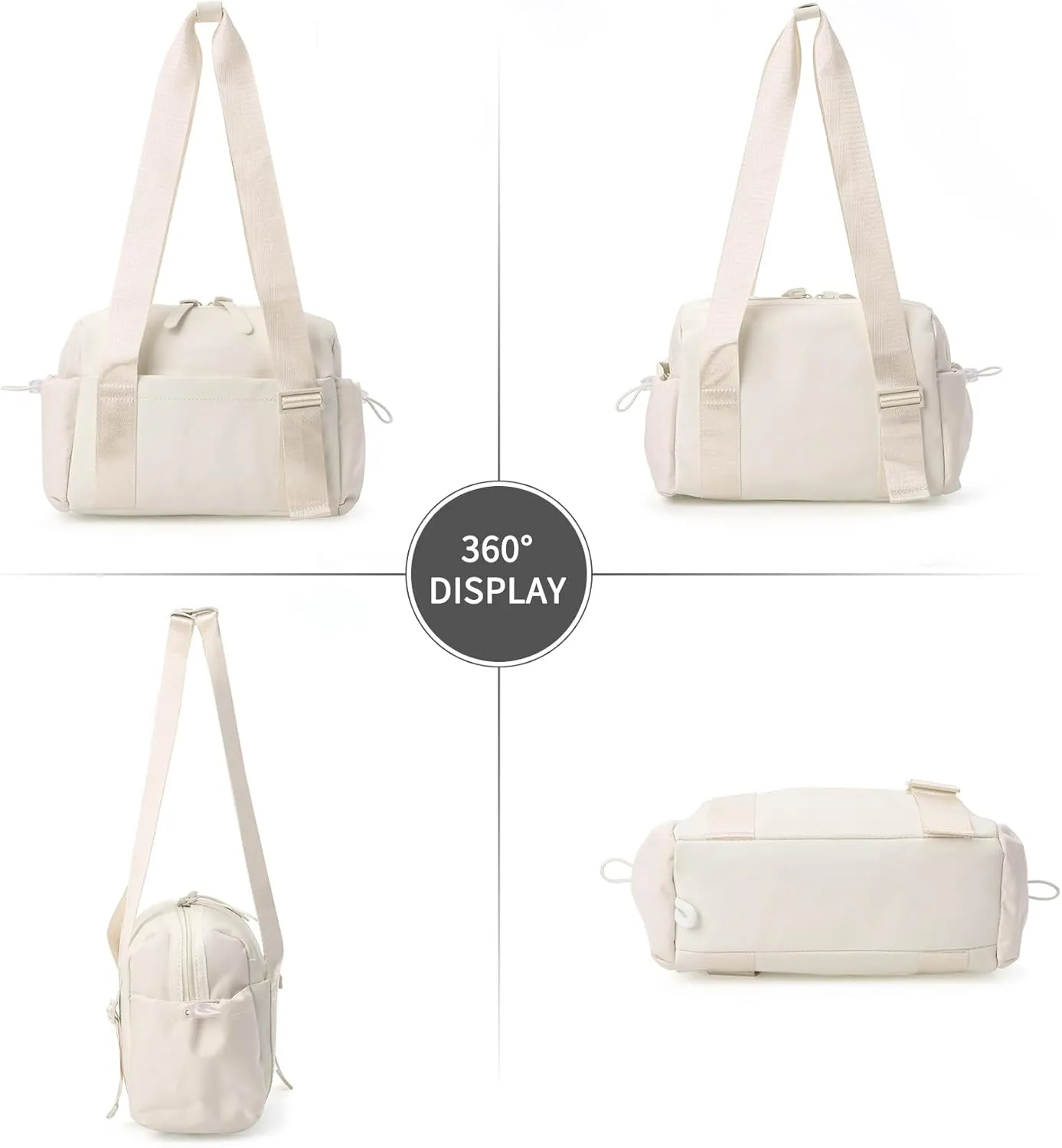 Didida Small Gym Bag for Women Girls,Waterproof Mini Gym Bag with Wet Compartment,Small Duffle Bag for Workout Sport Travel Weekender,White