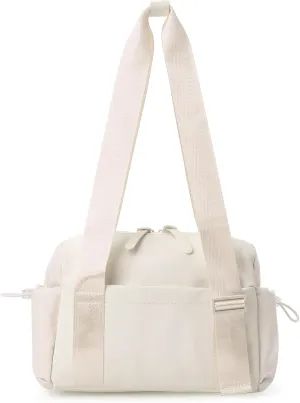 Didida Small Gym Bag for Women Girls,Waterproof Mini Gym Bag with Wet Compartment,Small Duffle Bag for Workout Sport Travel Weekender,White