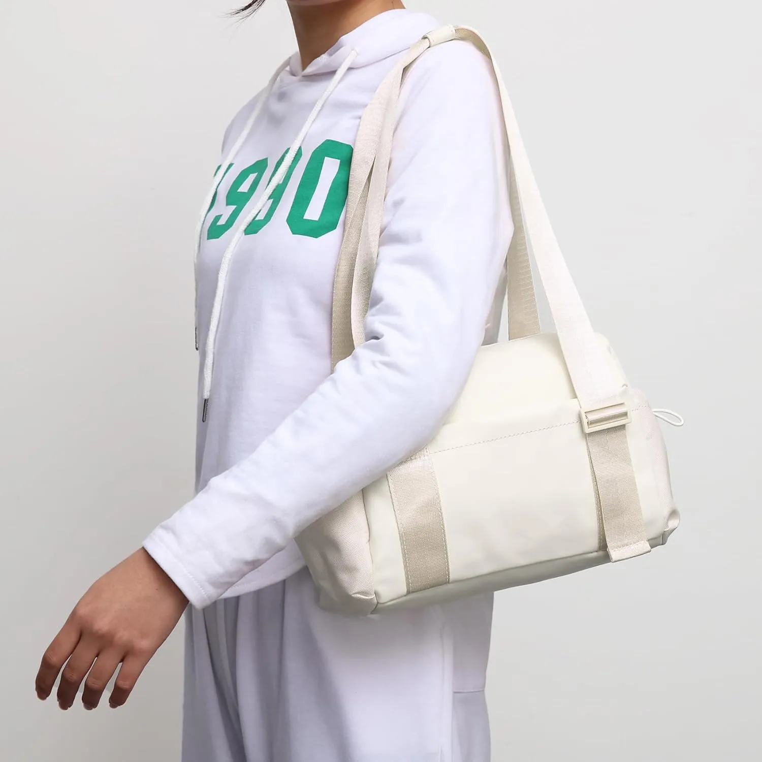 Didida Small Gym Bag for Women Girls,Waterproof Mini Gym Bag with Wet Compartment,Small Duffle Bag for Workout Sport Travel Weekender,White