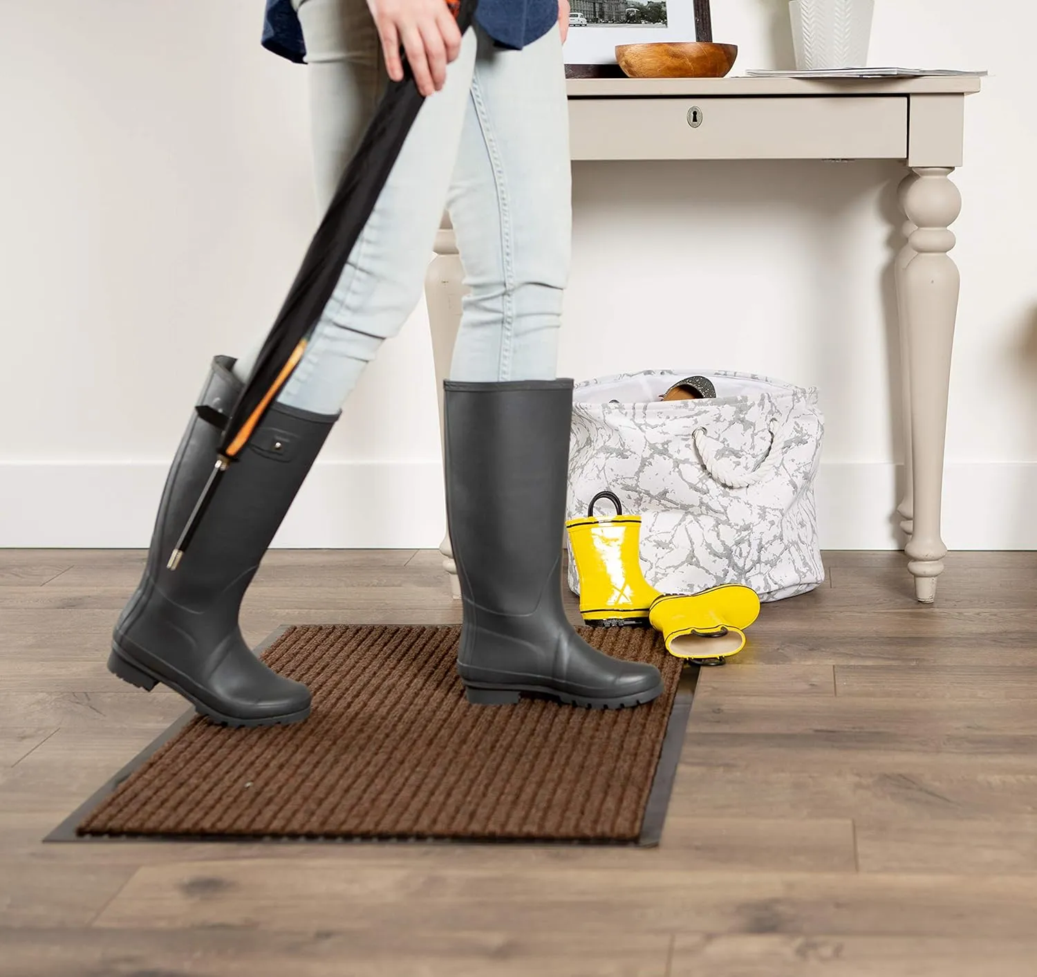 DII Durable Walk Off Utility Indoor/Outdoor Runner, 22x60, Brown