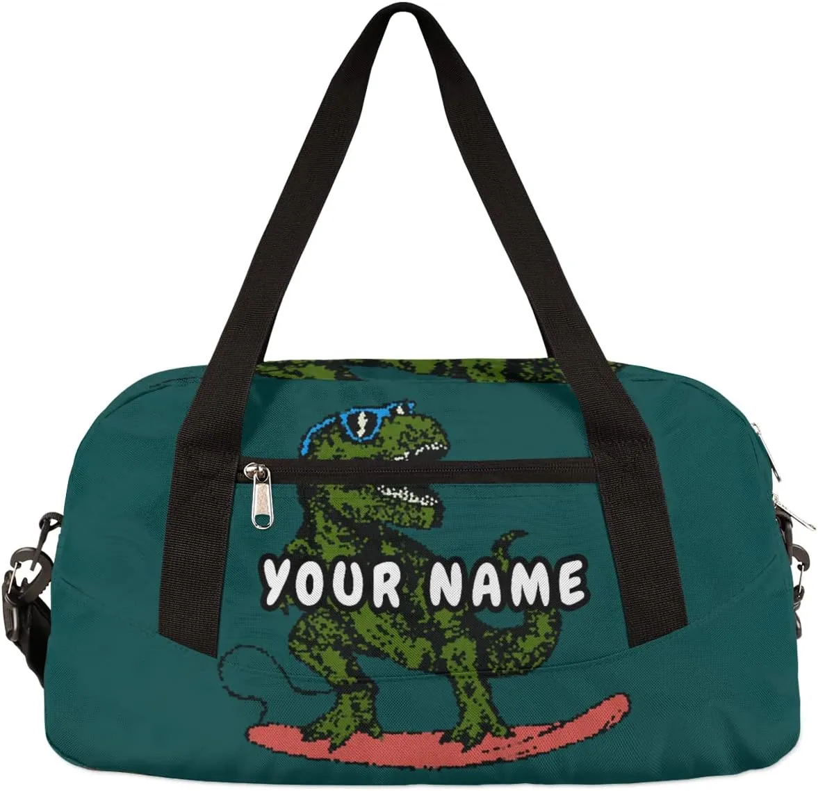 Dinosaur Cute Animal Personalized Kids Duffel Bag for Girls Boys, Dinosaur Debris Custom Dance Bag Overnight Small Duffel Bag Carry On Weekend Sports Travel Bag for School Practice Gymnastics Ballet