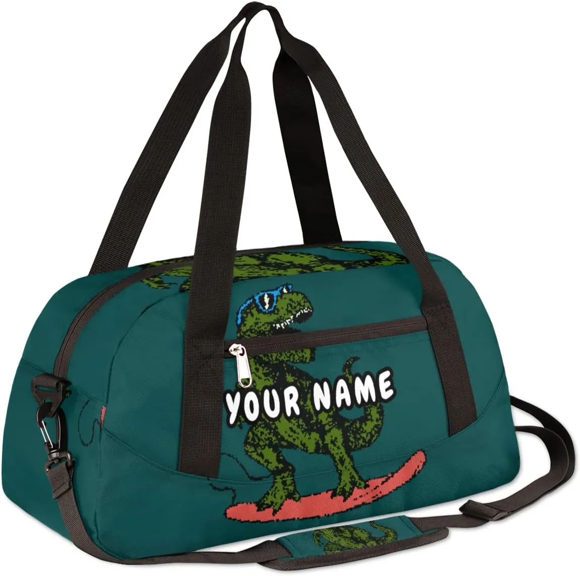 Dinosaur Cute Animal Personalized Kids Duffel Bag for Girls Boys, Dinosaur Debris Custom Dance Bag Overnight Small Duffel Bag Carry On Weekend Sports Travel Bag for School Practice Gymnastics Ballet