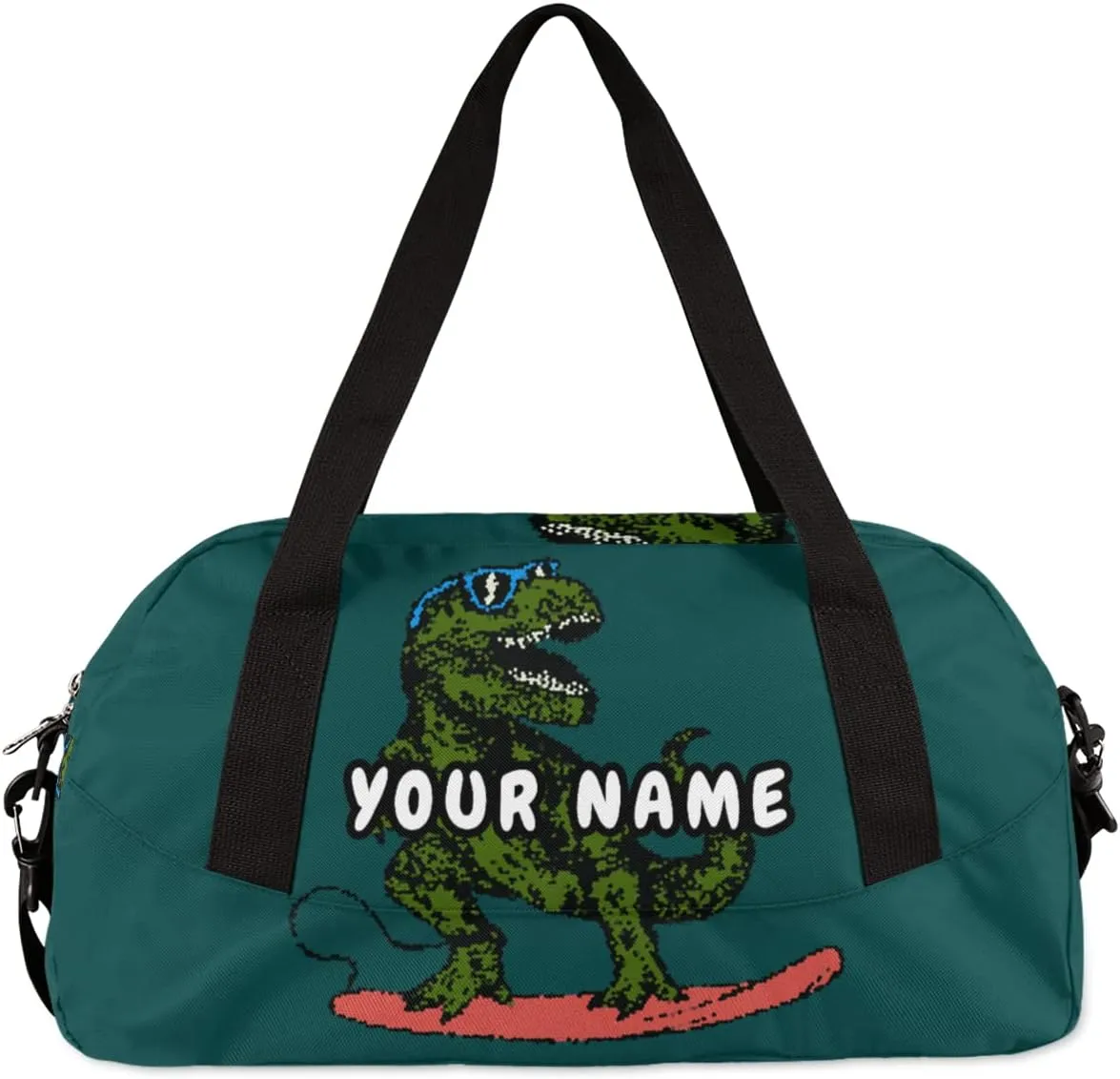 Dinosaur Cute Animal Personalized Kids Duffel Bag for Girls Boys, Dinosaur Debris Custom Dance Bag Overnight Small Duffel Bag Carry On Weekend Sports Travel Bag for School Practice Gymnastics Ballet