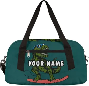 Dinosaur Cute Animal Personalized Kids Duffel Bag for Girls Boys, Dinosaur Debris Custom Dance Bag Overnight Small Duffel Bag Carry On Weekend Sports Travel Bag for School Practice Gymnastics Ballet