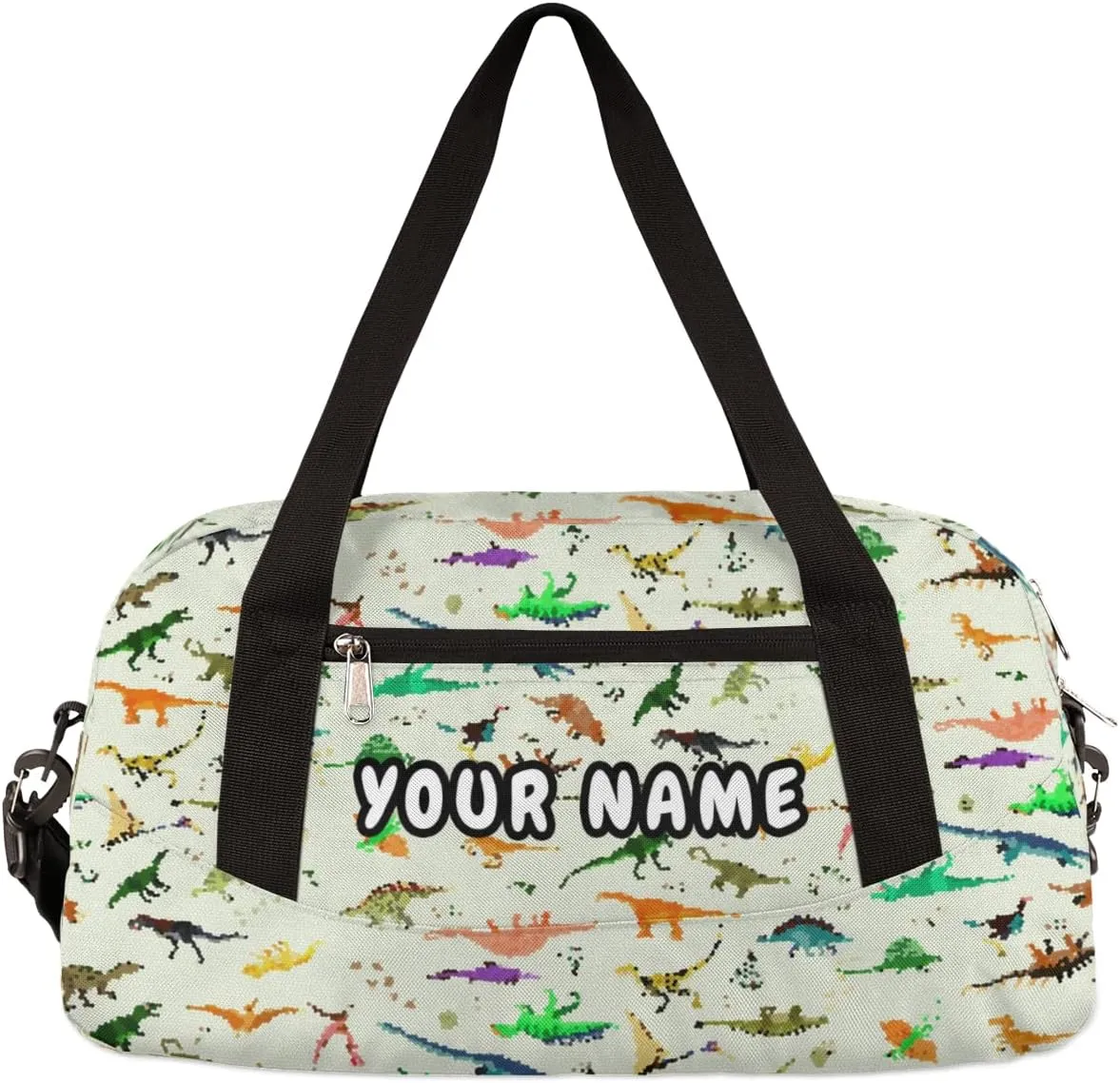 Dinosaurs Cute Animal Pattern Personalized Kids Duffel Bag for Girls Boys, Dinosaur Debris Custom Dance Bag Overnight Small Duffel Bag Carry On Sports Travel Bag for School Practice Gymnastics Ballet