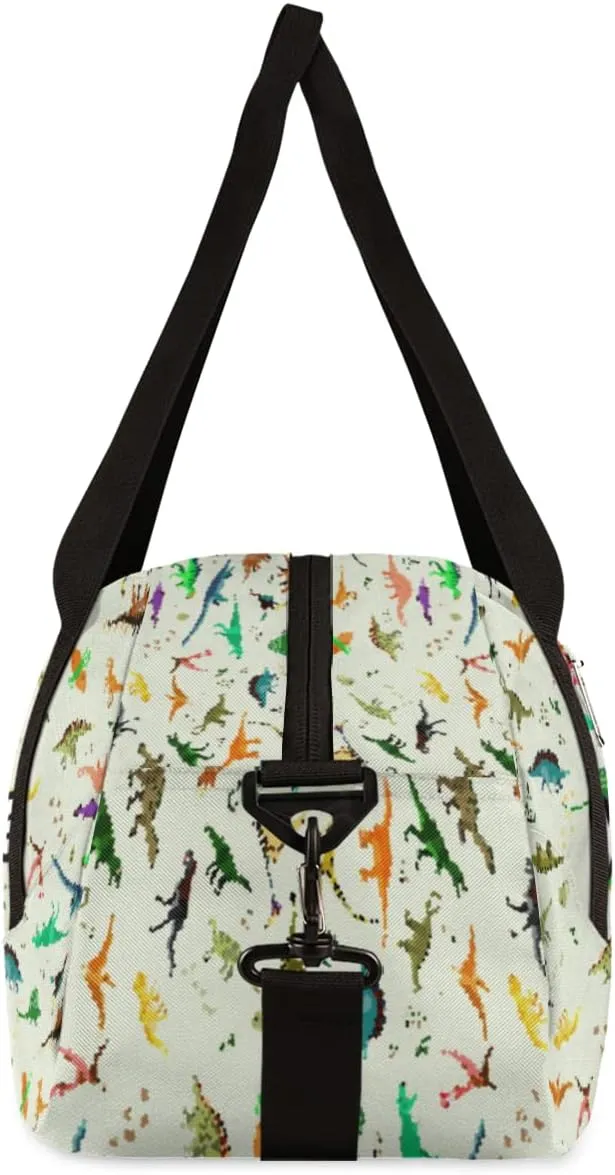 Dinosaurs Cute Animal Pattern Personalized Kids Duffel Bag for Girls Boys, Dinosaur Debris Custom Dance Bag Overnight Small Duffel Bag Carry On Sports Travel Bag for School Practice Gymnastics Ballet