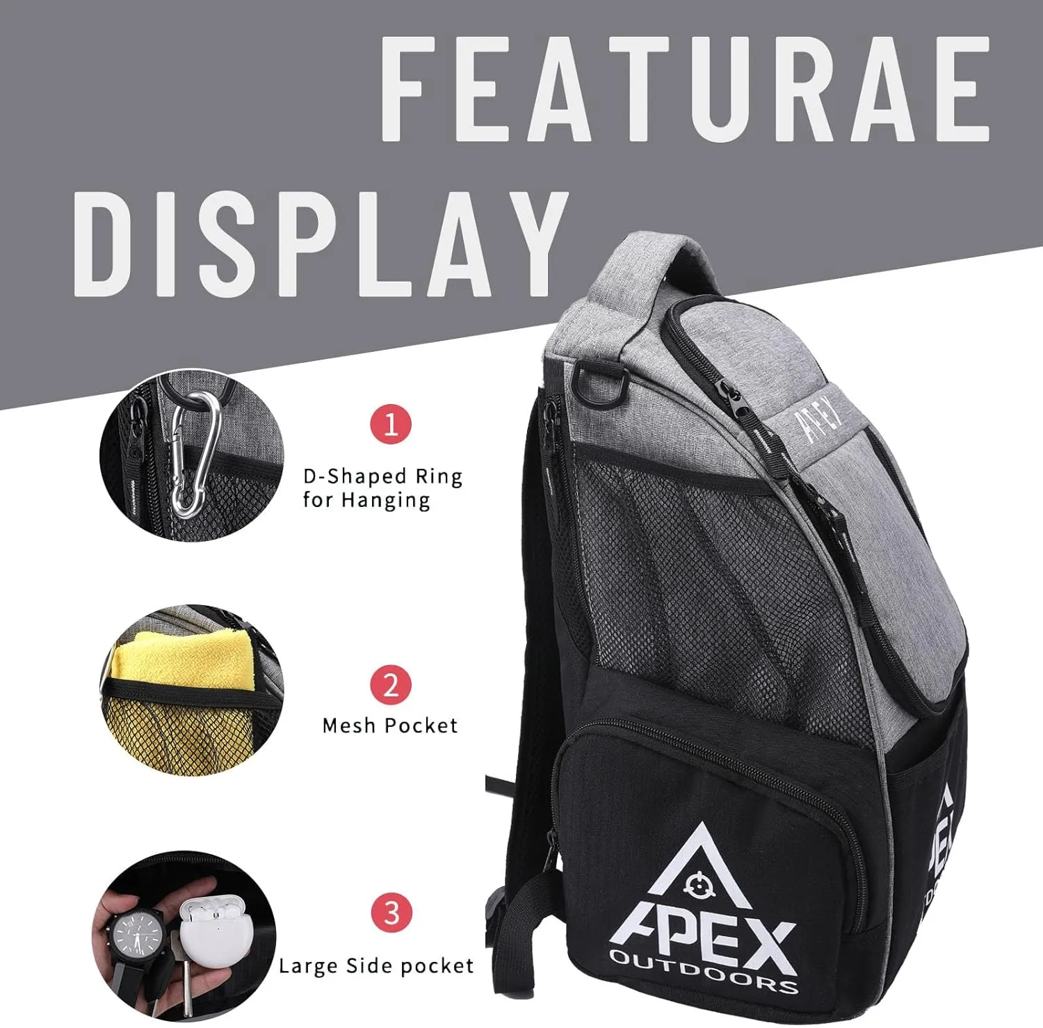 Disc Golf Bag, Large Disc Golf Backpack Holds Over 21 Discs, Durable & Lightweight with Multiple Storage Pockets