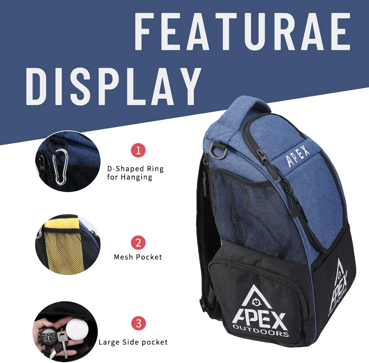 Disc Golf Bag, Large Disc Golf Backpack Holds Over 21 Discs, Durable & Lightweight with Multiple Storage Pockets