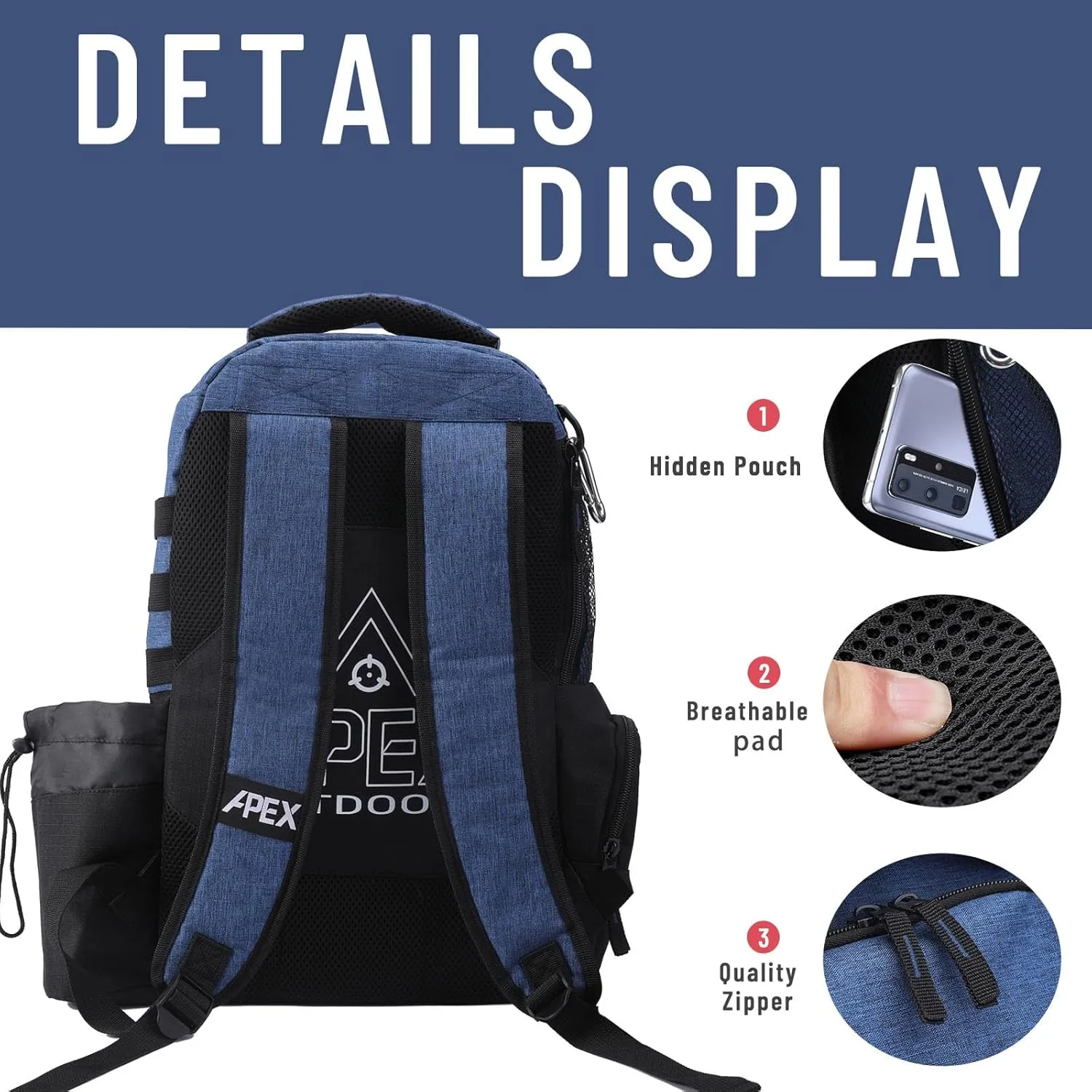 Disc Golf Bag, Large Disc Golf Backpack Holds Over 21 Discs, Durable & Lightweight with Multiple Storage Pockets