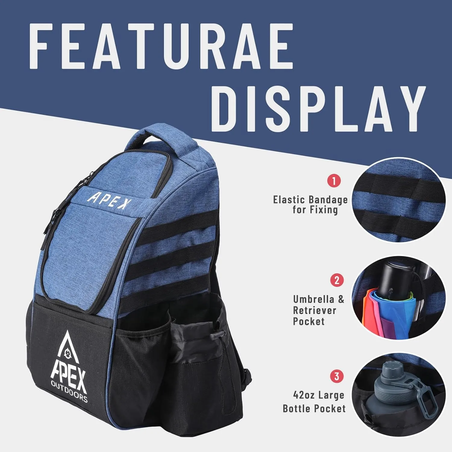 Disc Golf Bag, Large Disc Golf Backpack Holds Over 21 Discs, Durable & Lightweight with Multiple Storage Pockets