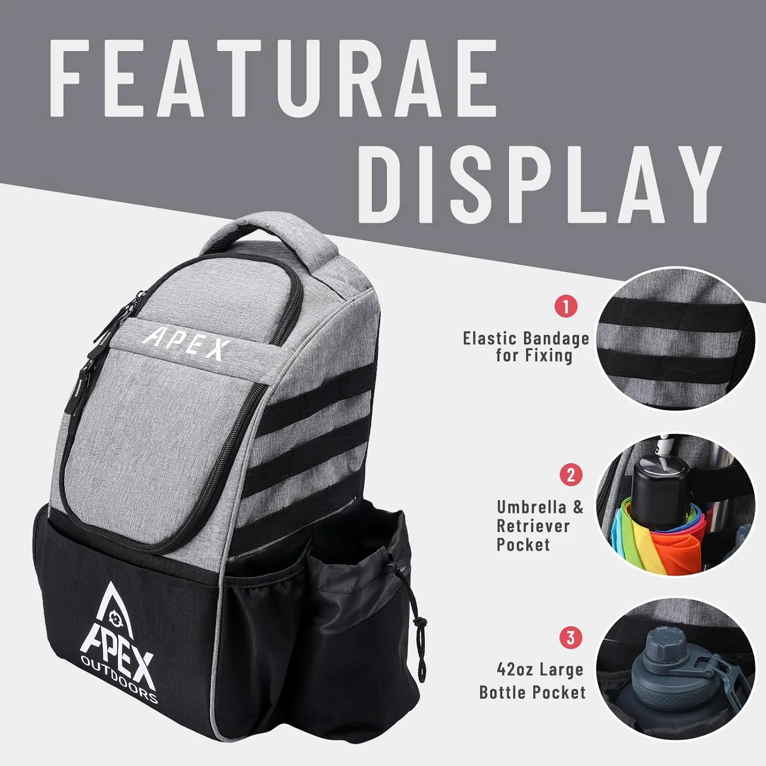 Disc Golf Bag, Large Disc Golf Backpack Holds Over 21 Discs, Durable & Lightweight with Multiple Storage Pockets
