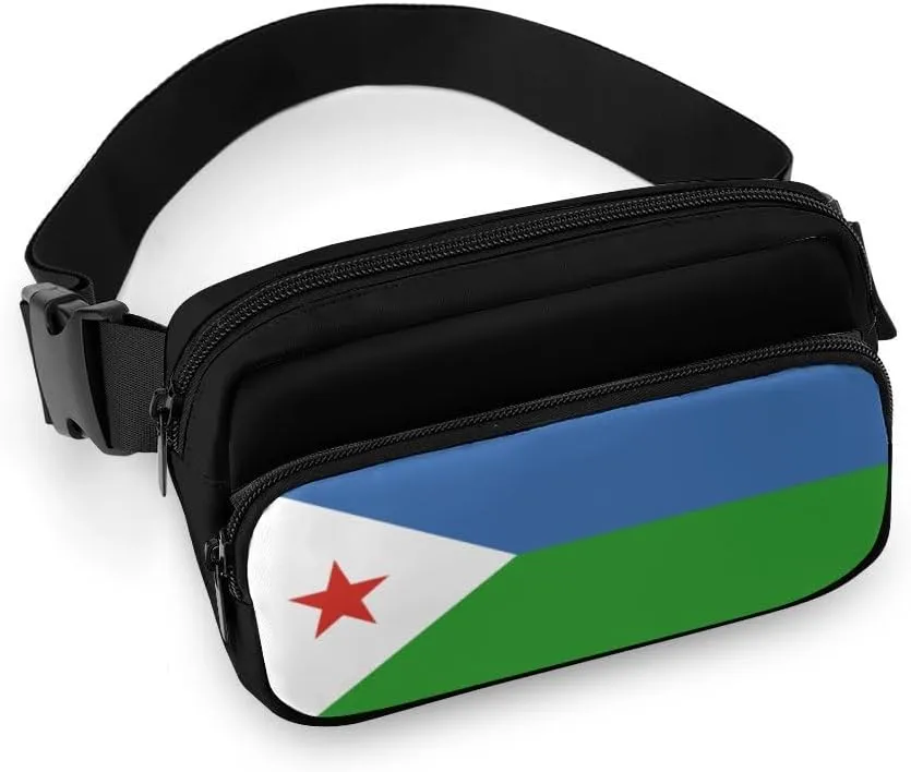 Djibouti Flag Unisex Mini Belt Bag with Adjustable Strap Small Fanny Pack Crossbody Chest Bag