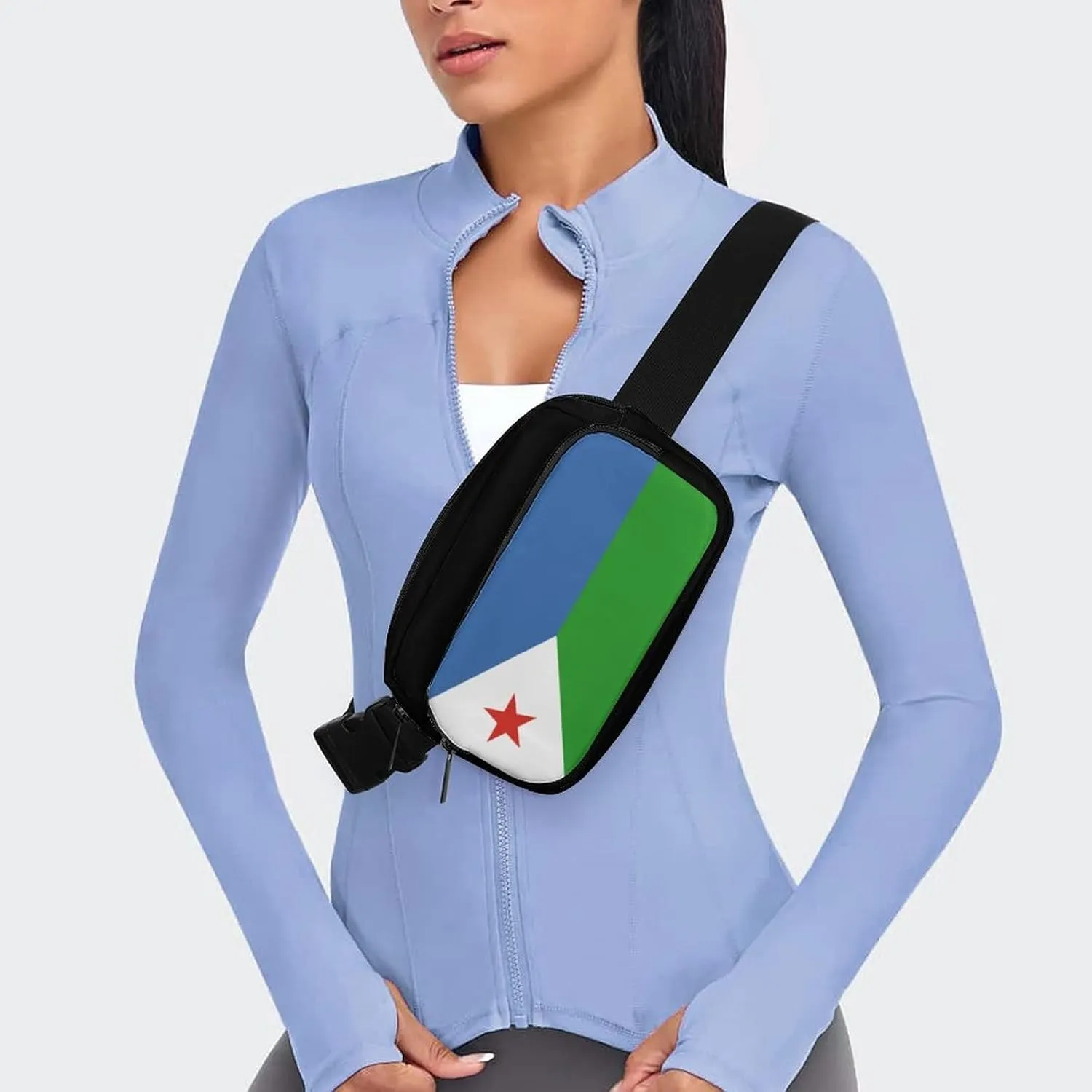 Djibouti Flag Unisex Mini Belt Bag with Adjustable Strap Small Fanny Pack Crossbody Chest Bag