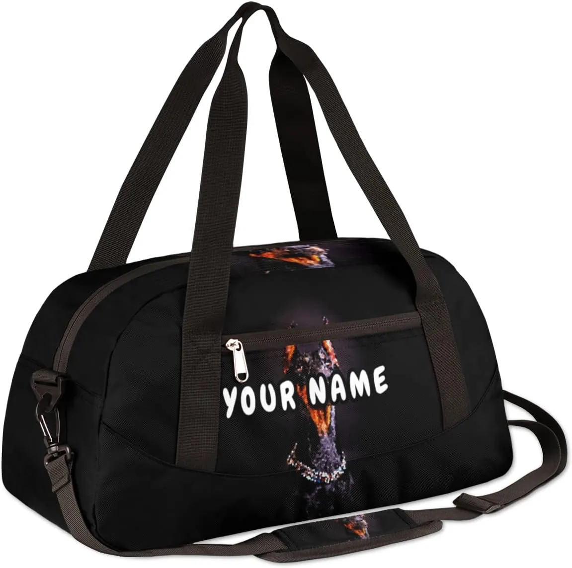 Doberman Breed Dog Personalized Kids Duffel Bag for Girls Boys, Dog Debris Custom Dance Bag Overnight Small Duffel Bag Carry On Weekend Sports Travel Bag for School Practice Gymnastics Ballet