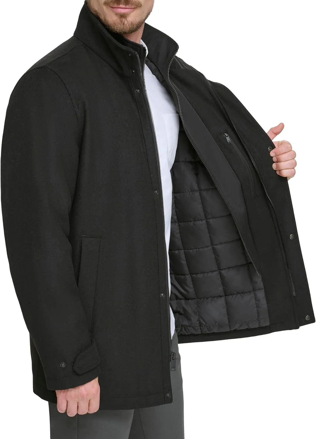 Dockers Men's Wool Melton Two Pocket Full Length Duffle Coat