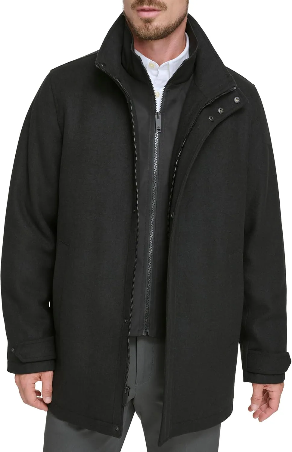 Dockers Men's Wool Melton Two Pocket Full Length Duffle Coat