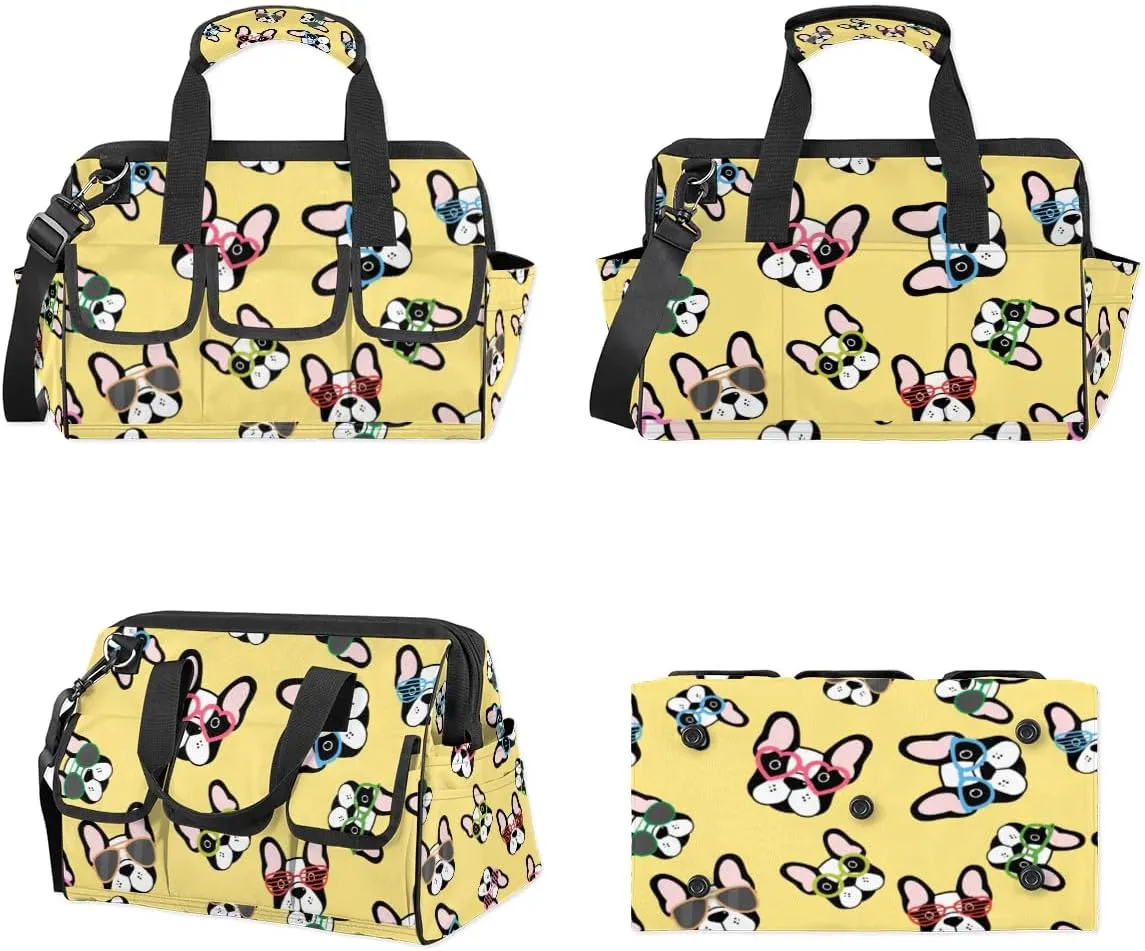 Dog Animals Theme Tool Bag with Shoulder Strap Organizer Pockets Tools Tote Bags for Men Women Adult Toolbag for Car Home Work Travel Storage