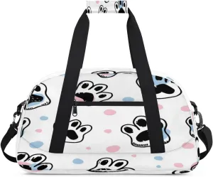 Dog Paw Print Gym Bag for Women Men, Sports Travel Duffel Bag Lightweight Workout Bag Carry On Overnight Weekender Bag