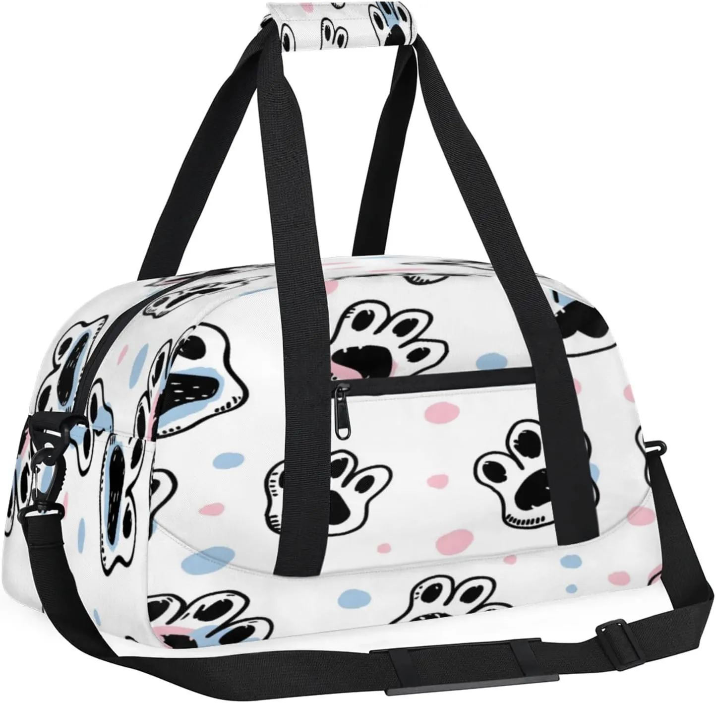 Dog Paw Print Gym Bag for Women Men, Sports Travel Duffel Bag Lightweight Workout Bag Carry On Overnight Weekender Bag