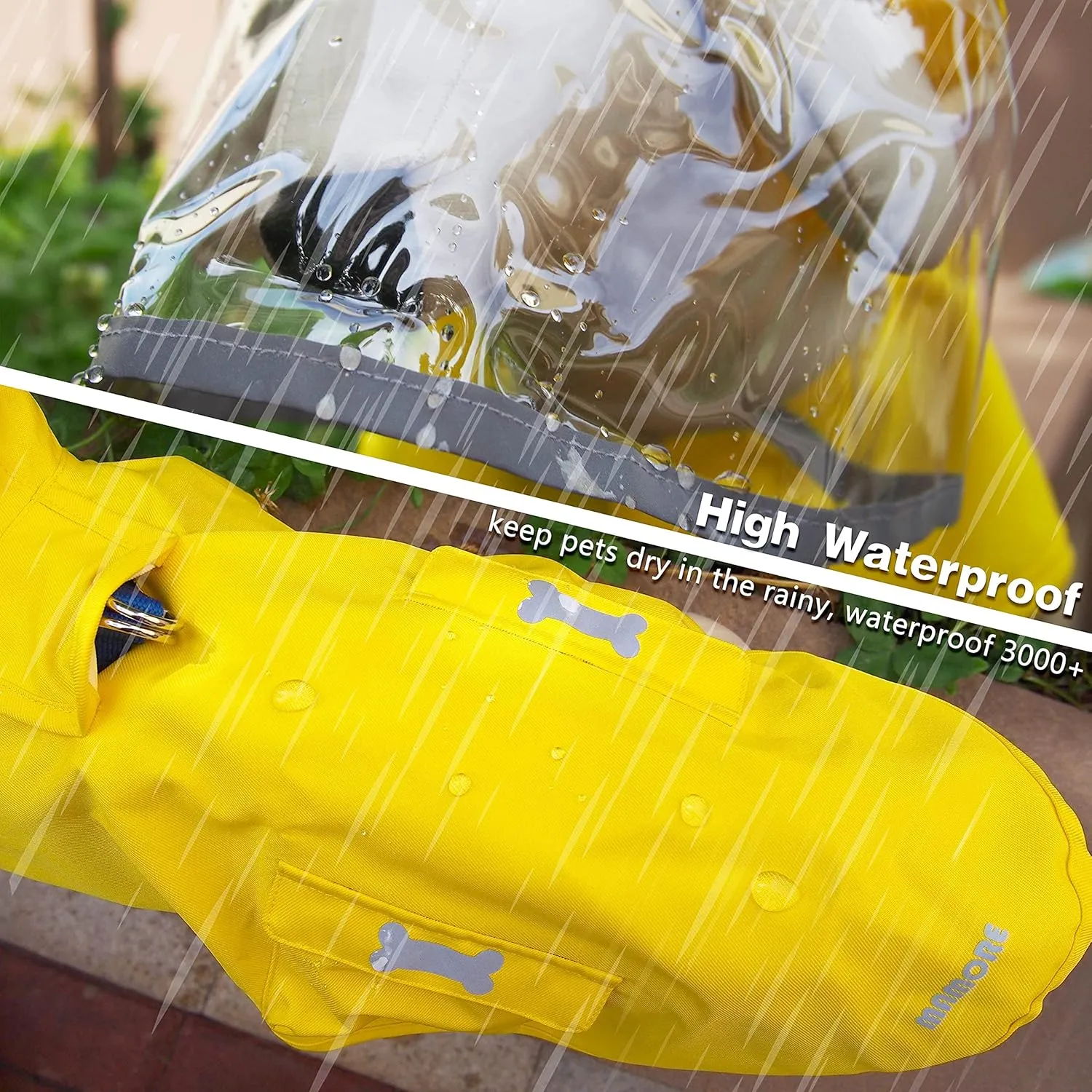 Dog Raincoat Waterproof Rain Poncho with Hoodie, High Reflective Adjustable Pet Rain Jacket with Leash Hole for Small Medium and Large Dogs (Fluorescent Green, XX-Large)