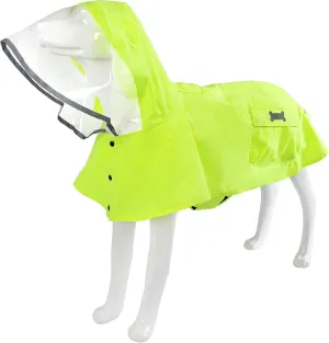 Dog Raincoat Waterproof Rain Poncho with Hoodie, High Reflective Adjustable Pet Rain Jacket with Leash Hole for Small Medium and Large Dogs (Fluorescent Green, XX-Large)