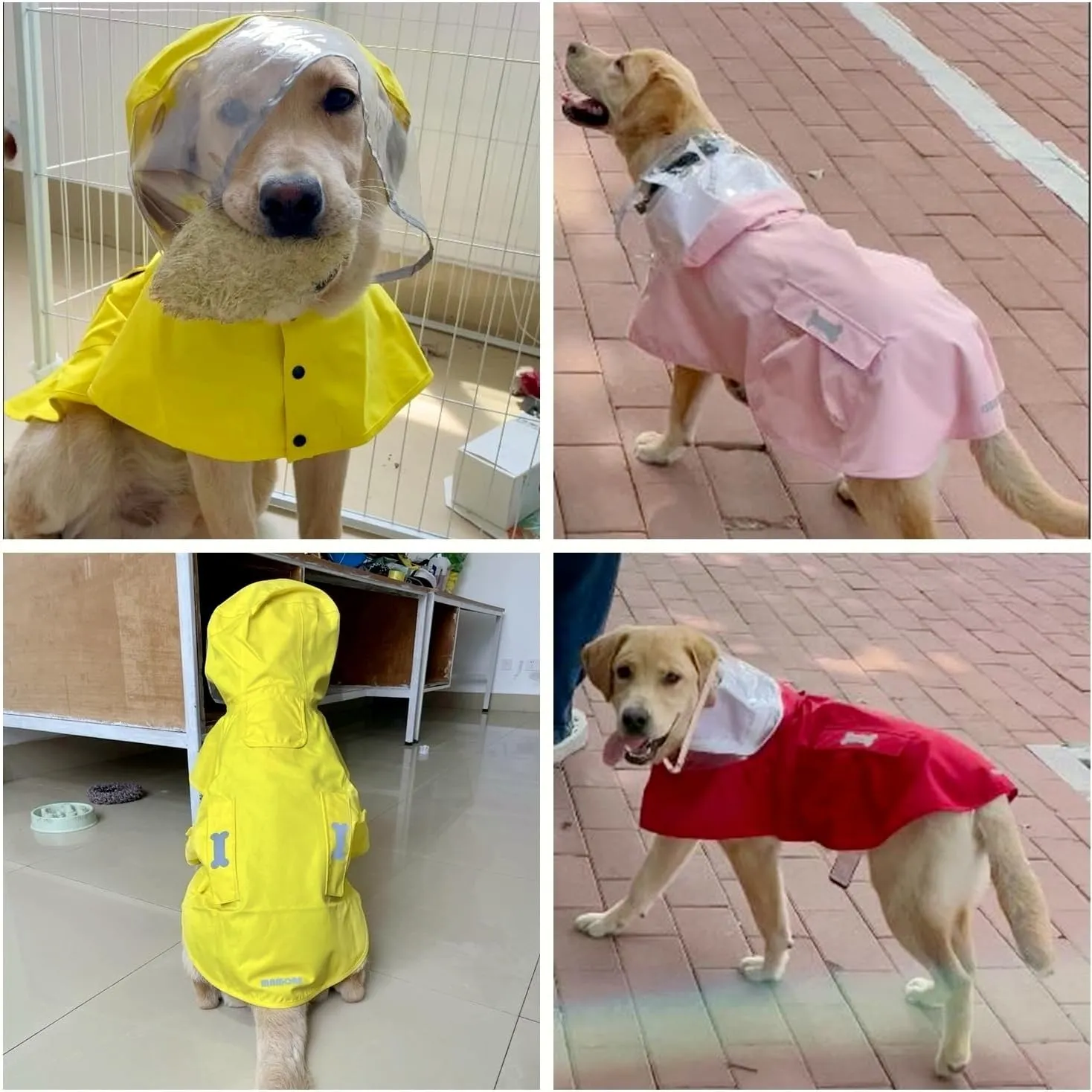 Dog Raincoat Waterproof Rain Poncho with Hoodie, High Reflective Adjustable Pet Rain Jacket with Leash Hole for Small Medium and Large Dogs (Fluorescent Green, XX-Large)