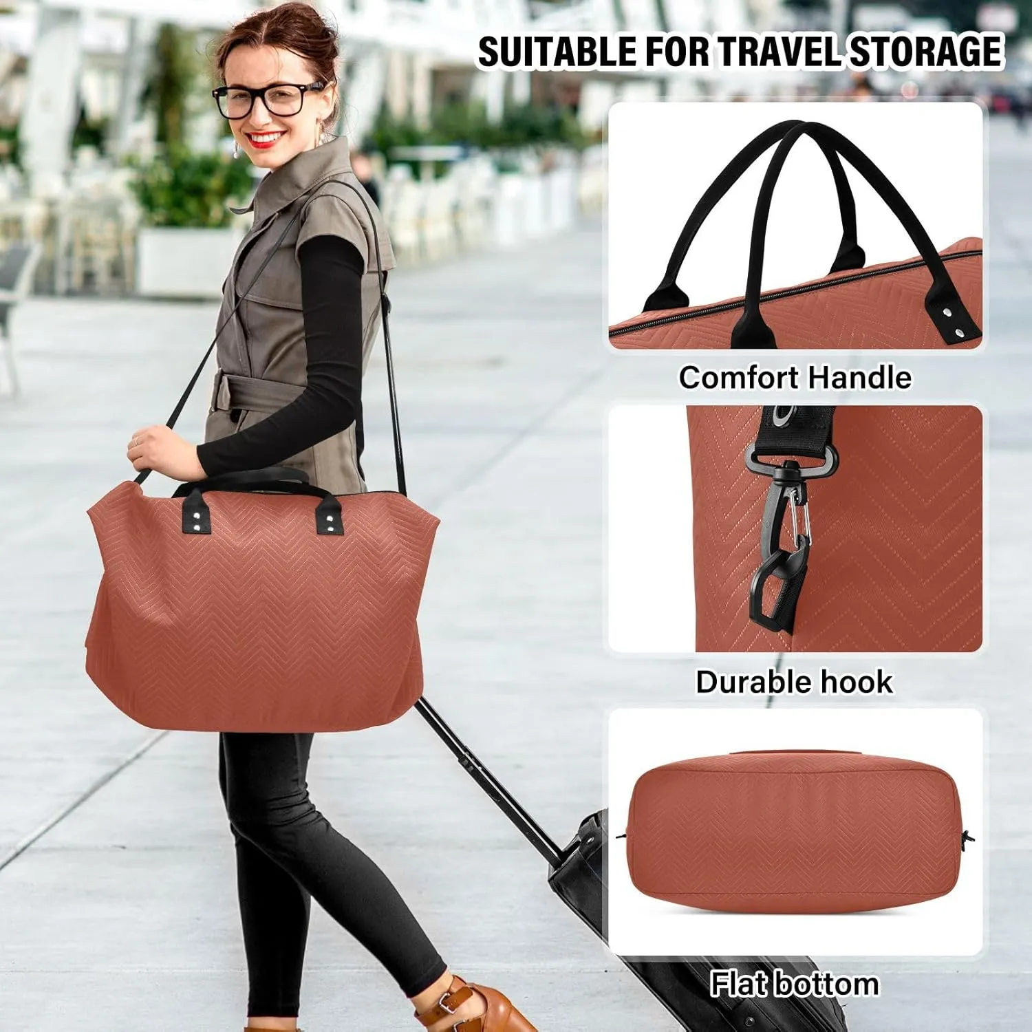 DOMIKING Dark Red Travel Duffle Bag Foldable Weekender Overnight Bags for Women Men Carry On Luggage Bag Personal Item Travel Bag with Toiletry Bag for Yoga Business Travel, 2 Pcs