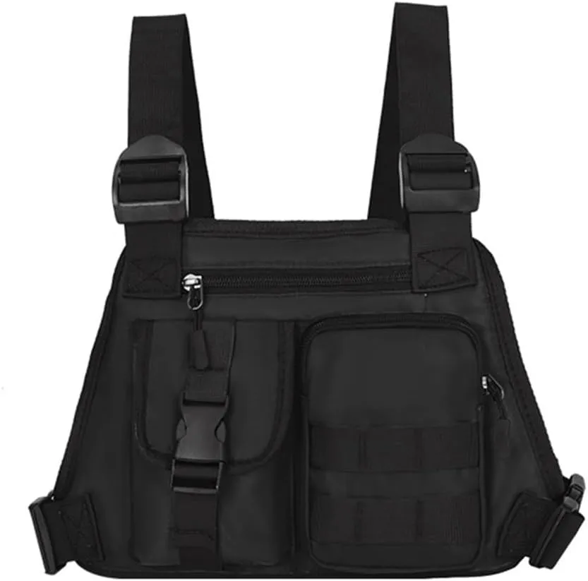 DONGKER Chest Vest Bag,Anti Theft Tactical Chest Rig Bag Adjustable Travel Chest Pack for Men Running Hiking Workouts