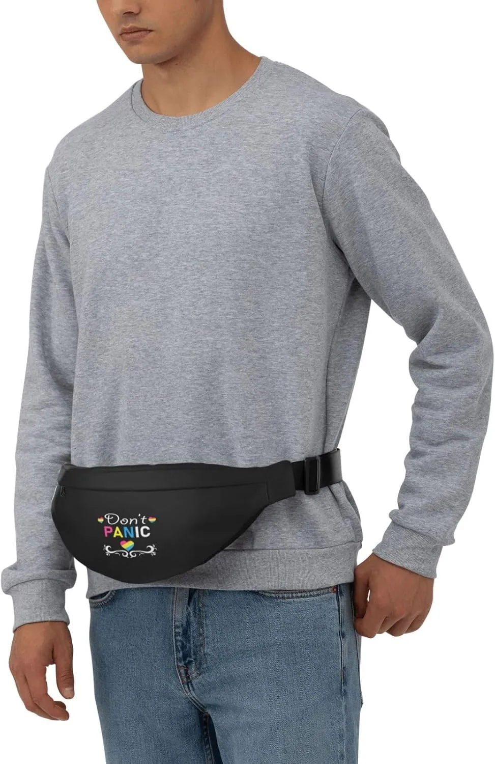 Don'T Panic Pansexual Lgbt Pride Waist Bag Adjustable Strap Waist Pack For Men&Women For Travel Hiking Running Outdoor Sports, Black