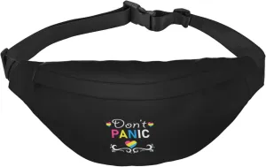 Don'T Panic Pansexual Lgbt Pride Waist Bag Adjustable Strap Waist Pack For Men&Women For Travel Hiking Running Outdoor Sports, Black